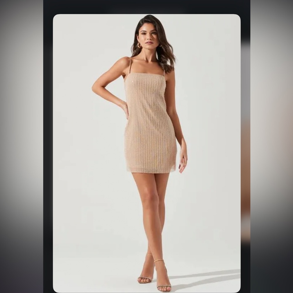 Astr The Label Women's Vegas Beaded Sequin Embellished Square Neck Sheath Dress